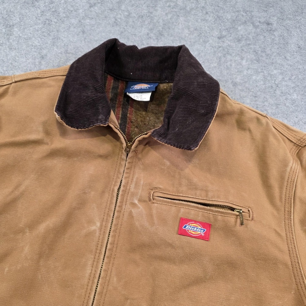 VTG Dickies Jacket Mens LT Brown Blanket Lined Bomber Workwear Corduroy Collar - Picture 4 of 14